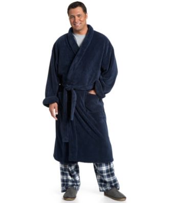 Harbor Bay® Men's Big & Tall Navy Soft-Touch Ribbed Fleece Robe