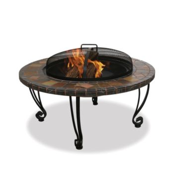 UniFlame® Slate and Marble Outdoor Firebowl with Copper Accents