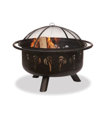 UniFlame® Oil-Rubbed Bronze Outdoor Firebowl with Palm Tree Design