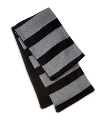 Men's Big & Tall Black/Gray Stripe Knit Scarf