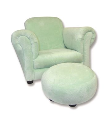 Trend Lab Velour Club Chair with Ottoman - Solid Sage
