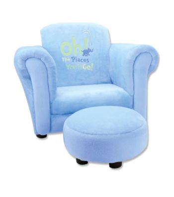 Trend Lab Club Chair - Dr. Seuss® Oh! The Places You'll Go! Blue Velour