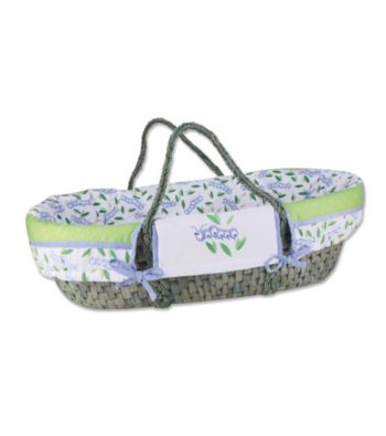 Trend Lab Moses Basket Set with Caterpillar Print Bumper and Blue Mattress Cover