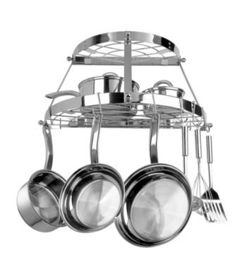 Range Kleen Stainless Steel Wall-Mounted Double-Shelf Pot Rack
