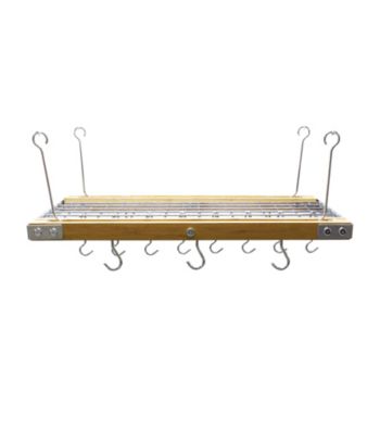 Range Kleen Bamboo Hanging Pot Rack with Stainless Steel Accents