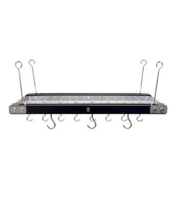 Range Kleen Black Walnut Hanging Pot Rack with Stainless Steel Accents