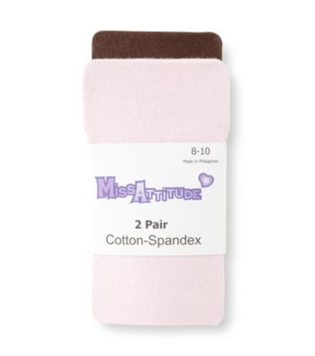 Miss Attitude Girls' Brown/Pink Tights 2-pk.
