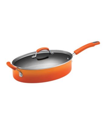 Rachael Ray® Porcelain II Two-Tone Orange 5-qt. Covered Oval Sauté Pan