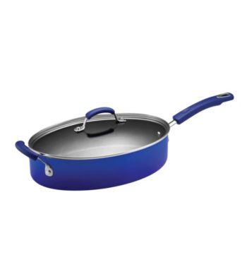 Rachael Ray® Porcelain II Two-Tone Blue 5-qt. Covered Oval Sauté Pan