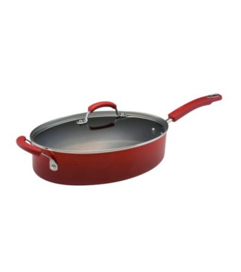 Rachael Ray® Porcelain II Red 5-qt. Covered Oval Sauté Pan