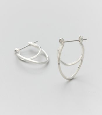 Studio Works® Silvertone Curved Oval Hoop Earrings