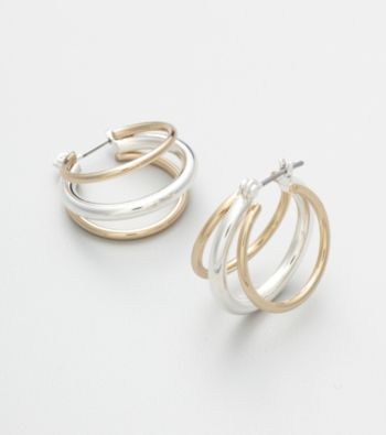 Studio Works® Two Tone Triple Hoop Earrings