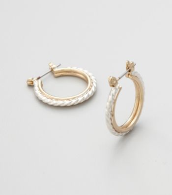 Studio Works® Silvertone Hoop Earrings with Goldtone Inlay