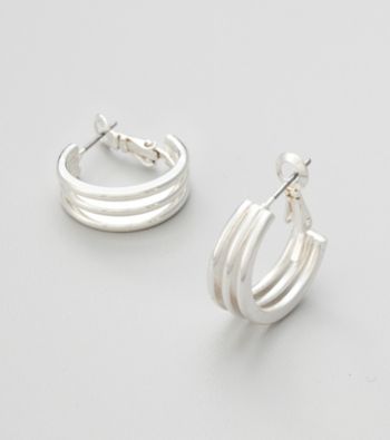 Studio Works® Silvertone Triple Hoop Earrings