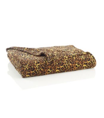 Elite Home Products All Seasons Plush Micro Fleece Leopard-Print Blanket