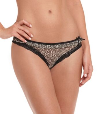 DKNY® Black/Leopard Fancy Frill Thong