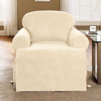 Sure Fit® Soft Suede One-Piece T-Cushion Chair Slipcover