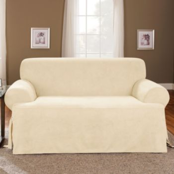 Sure Fit® Soft Suede 1-pc. T-Cushion Loveseat & Sofa Slipcover