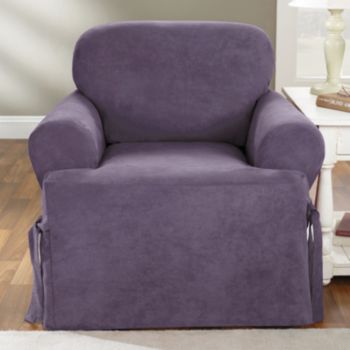 Sure Fit® Soft Suede One-Piece T-Cushion Chair Slipcover