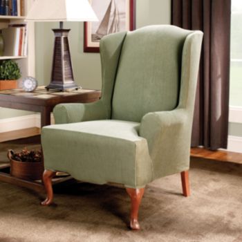 Sure Fit® Stretch Stripe Wing Chair Slipcover