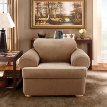 Sure Fit® Stretch Stripe Separate-Seat T-Cushion Chair Slipcover