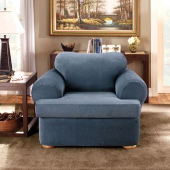 Sure Fit® Stretch Stripe Separate-Seat T-Cushion Chair Slipcover