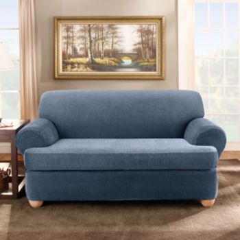 Sure Fit® Stretch Stripe Separate-Seat T-Cushion Loveseat & Sofa Slipcover