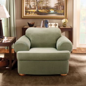 Sure Fit® Stretch Stripe Separate-Seat T-Cushion Chair Slipcover