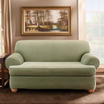 Sure Fit® Stretch Stripe Separate-Seat T-Cushion Loveseat & Sofa Slipcover