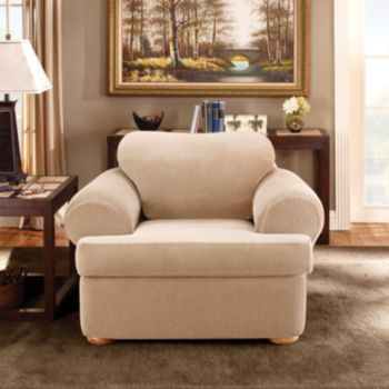 Sure Fit® Stretch Stripe Separate-Seat T-Cushion Chair Slipcover