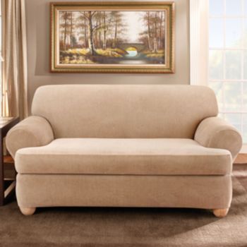 Sure Fit® Stretch Stripe Separate-Seat T-Cushion Loveseat & Sofa Slipcover