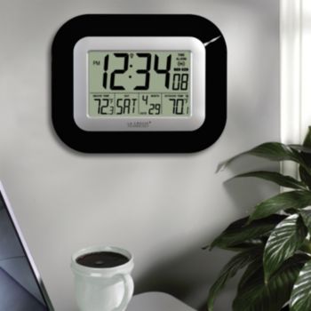 La Crosse Technology® Digital Atomic Wall Clock with Temperature -Black
