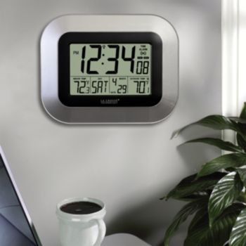 La Crosse Technology® Digital Atomic Wall Clock with Temperature -Silver