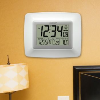 La Crosse Technology® Atomic Digital Clock with Wireless Outdoor Temperature -White