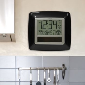 La Crosse Technology® Solar Atomic Digital Clock with Temperature and Humidity - Black