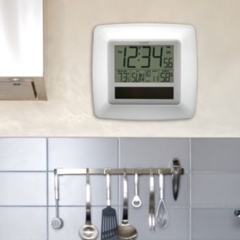 La Crosse Technology® Solar Atomic Digital Clock with Temperature and Humidity - White