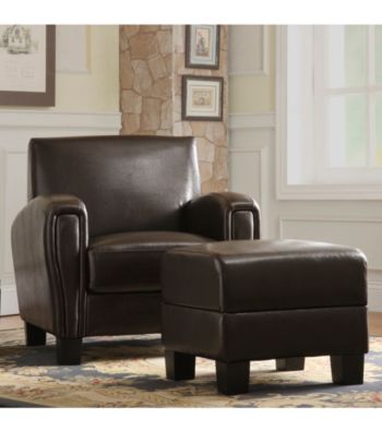 Home Interior Dark Brown Accent Chair with Ottoman