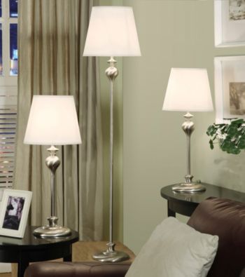 Home Interior 3-pc. Silver Lamp Set