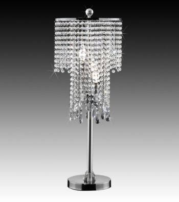 Home Interior Crystal Bead Curtain Silver Table Lamp