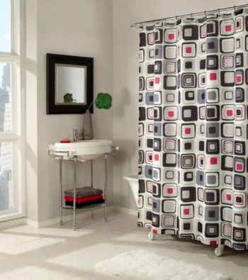 m. style™ Shower Curtain - Blocks Black/Red