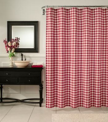 m.style™ Classic Check Barn Red Shower Curtain or Window Valance