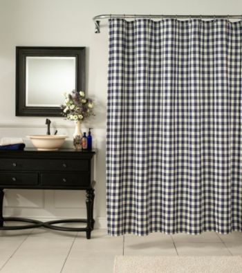 m.style™ Classic Check Denim Shower Curtain or Window Valance