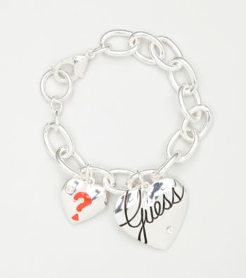 GUESS Silvertone Double Heart Bracelet