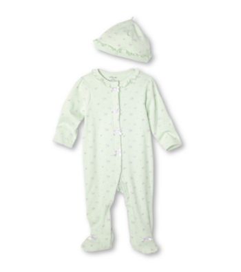 Little Me® Baby Girls' Mint Petite Rose Footie and Hat