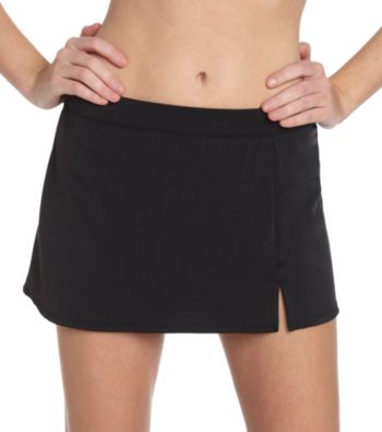 Caribbean Joe® Solids Black Slit Skirt Swim Bottom