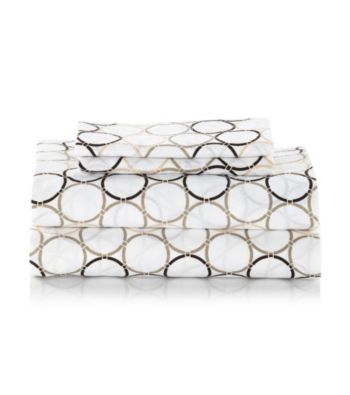 LivingQuarters Easy Care Brown Rings Microfiber Sheet Sets