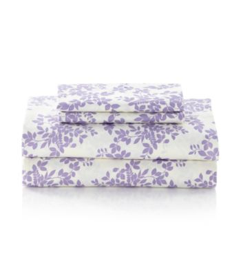 LivingQuarters Easy Care Purple Leaves Microfiber Sheet Sets