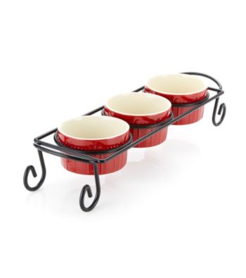 Sorrento Ruby Set of 3 Ramekins with Caddy