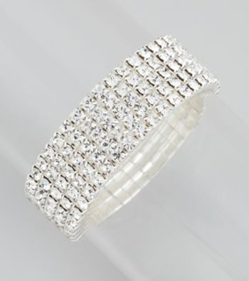 BT-Jeweled 5-Row Clear Stone Stretch Bracelet