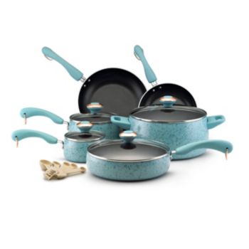 Paula Deen® Signature Porcelain Enamel Nonstick 15-pc. Robin's Egg Blue Speckle Cookware Set
